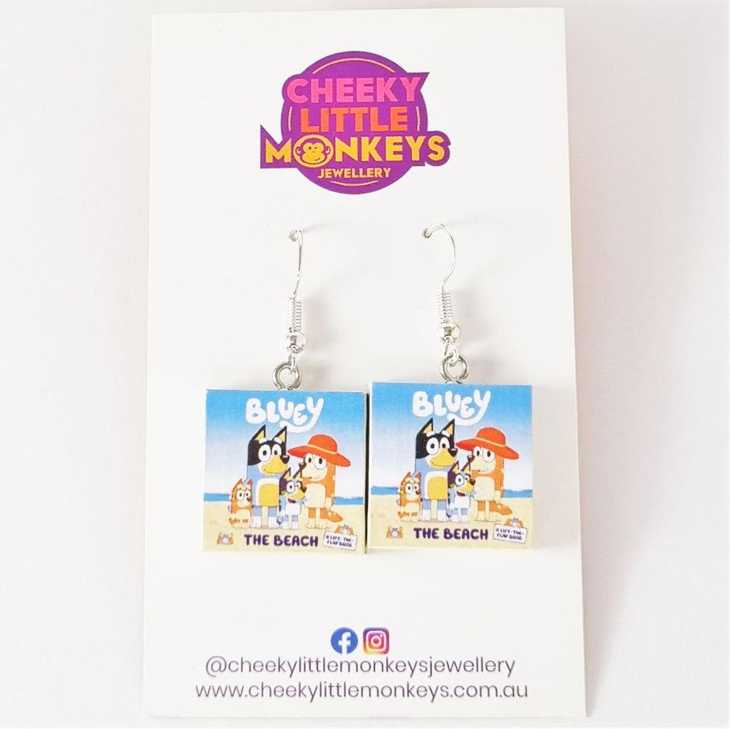 Bluey book earrings