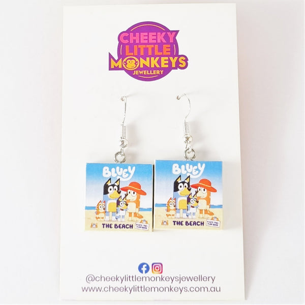 Bluey book earrings