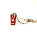 Classic red miniature Coke can with silver toned keyring and lobster clasp attached