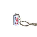 A miniature Diet Coke can keychain with a silver metal split ring and lobster clasp, shown on a plain white background.