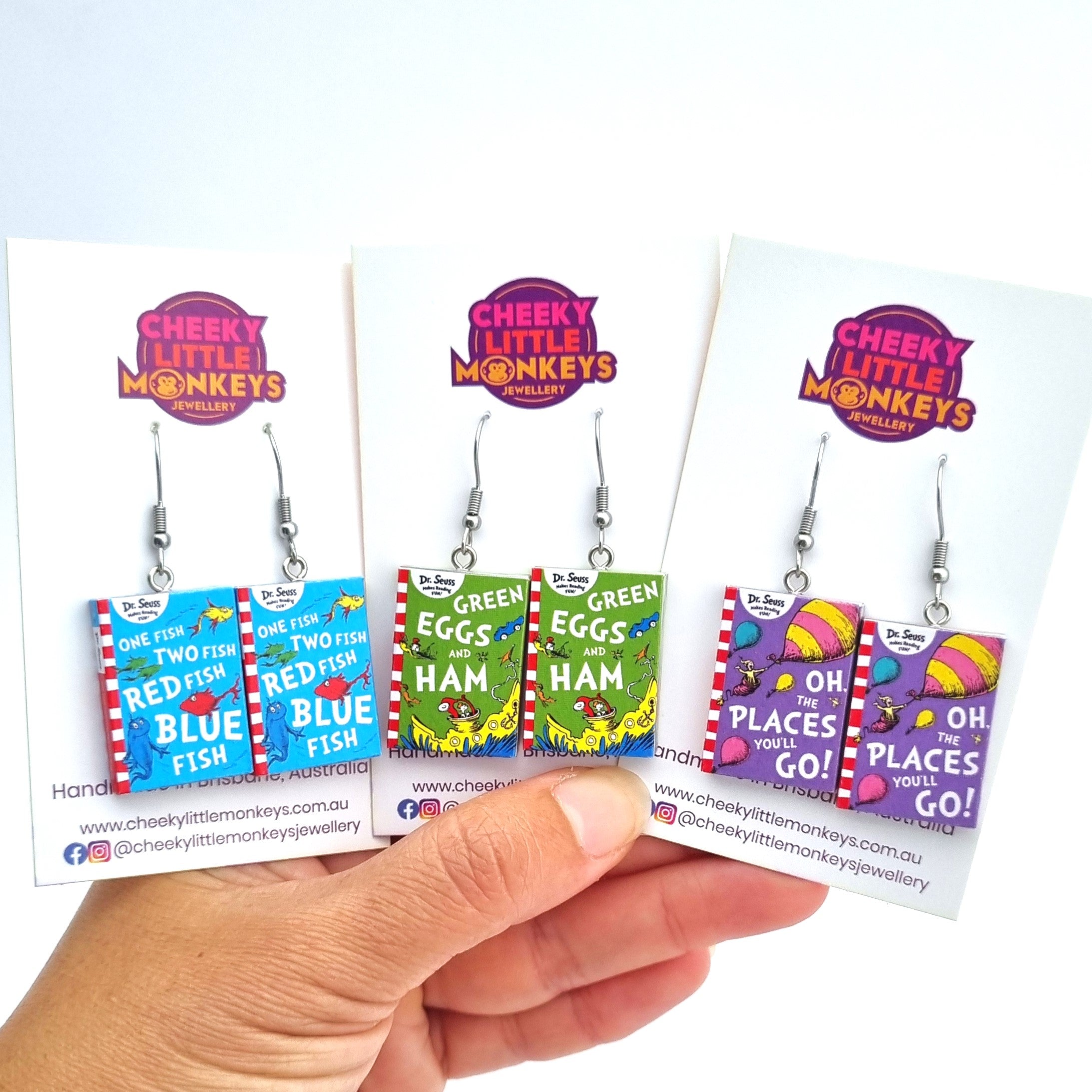 Oh The Places You'll Go book earrings