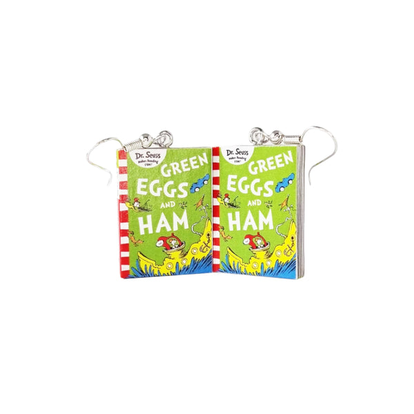 Green Eggs and Ham book earrings