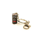 A miniature Jack Daniel's & Cola keychain charm with a silver-tone metal split ring and lobster clasp, shown on a plain white background.