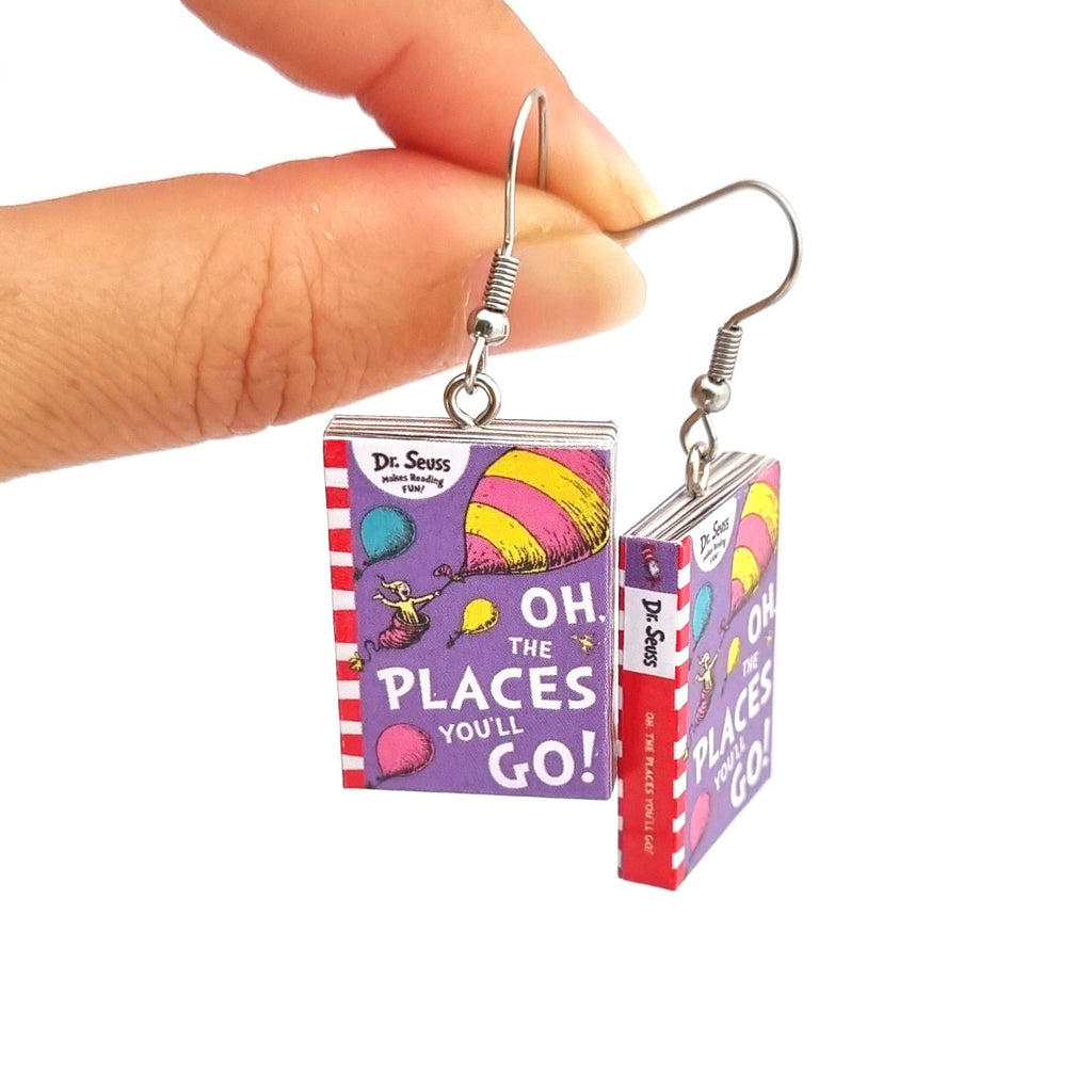Oh The Places You'll Go book earrings
