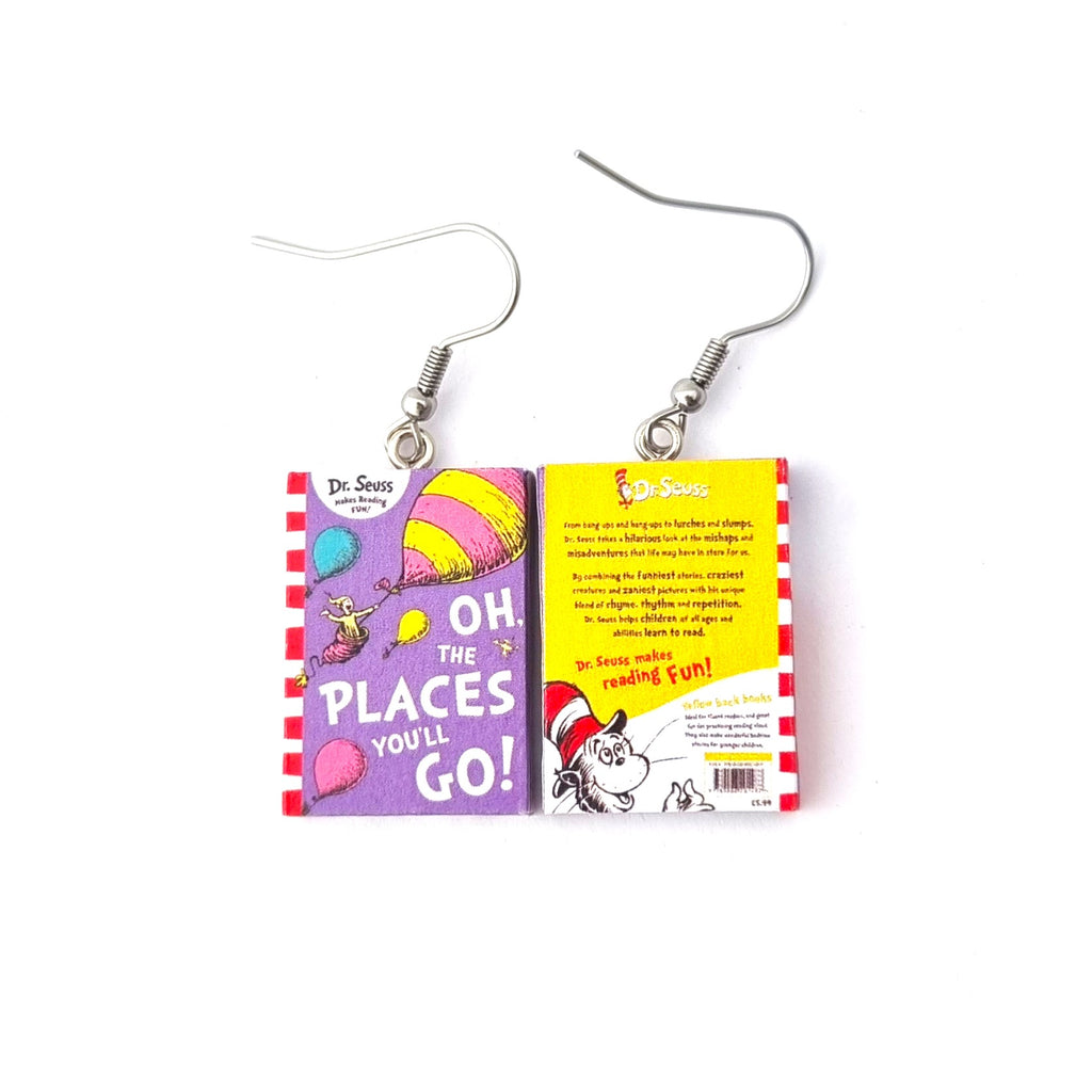 Oh The Places You'll Go book earrings