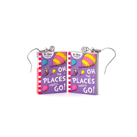 Oh The Places You'll Go book earrings