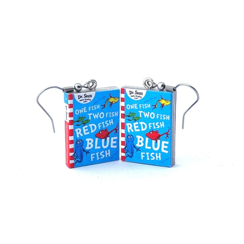 One Fish Two Fish Red Fish Blue Fish book earrings