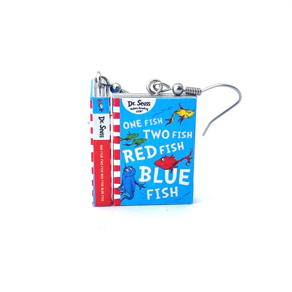 One Fish Two Fish Red Fish Blue Fish book earrings