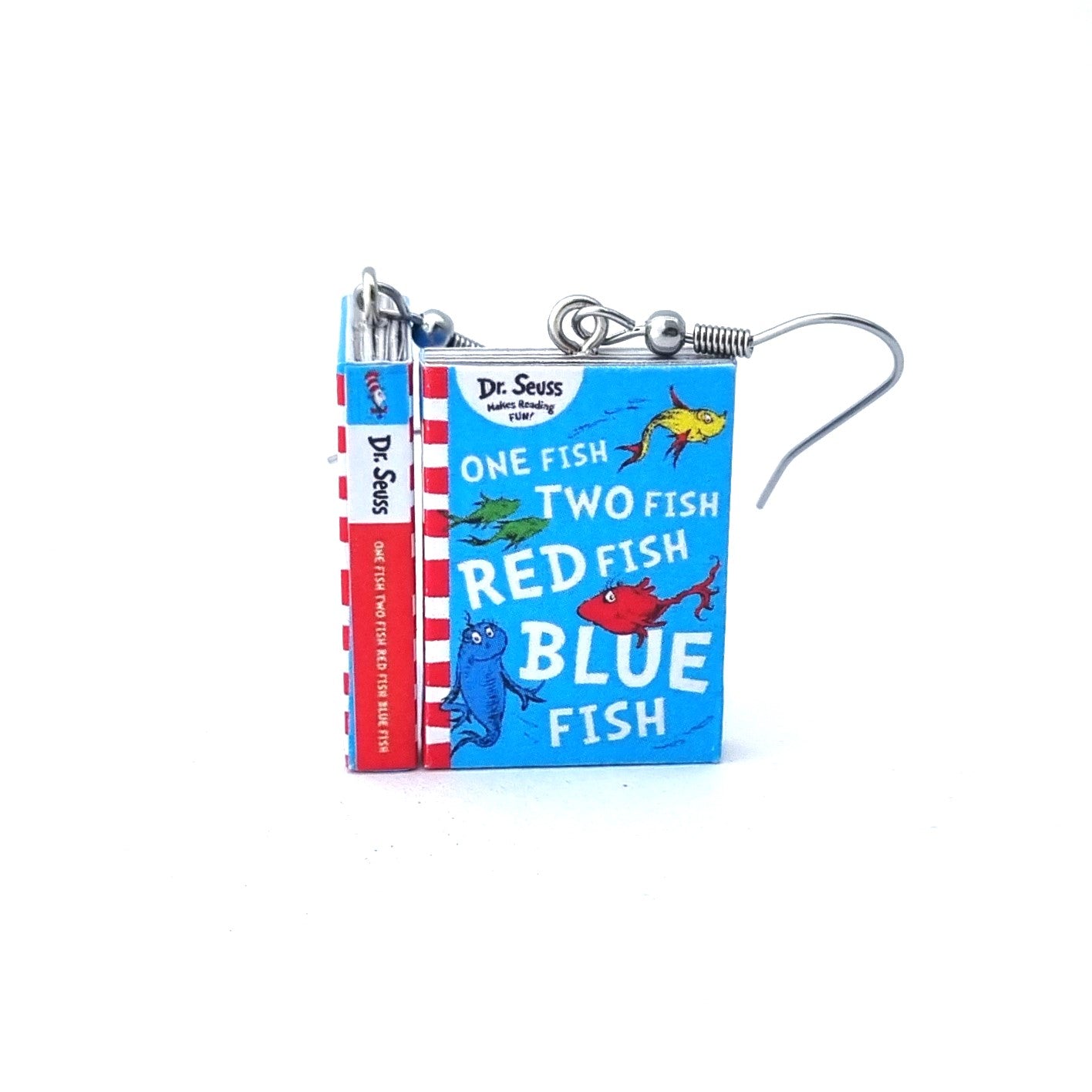 One Fish Two Fish Red Fish Blue Fish book earrings