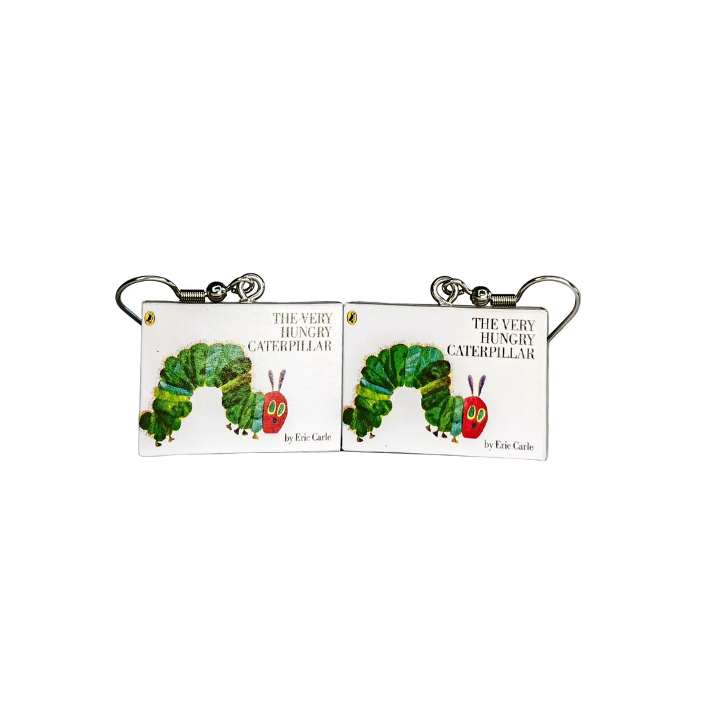 The Very Hungry Caterpillar book earrings