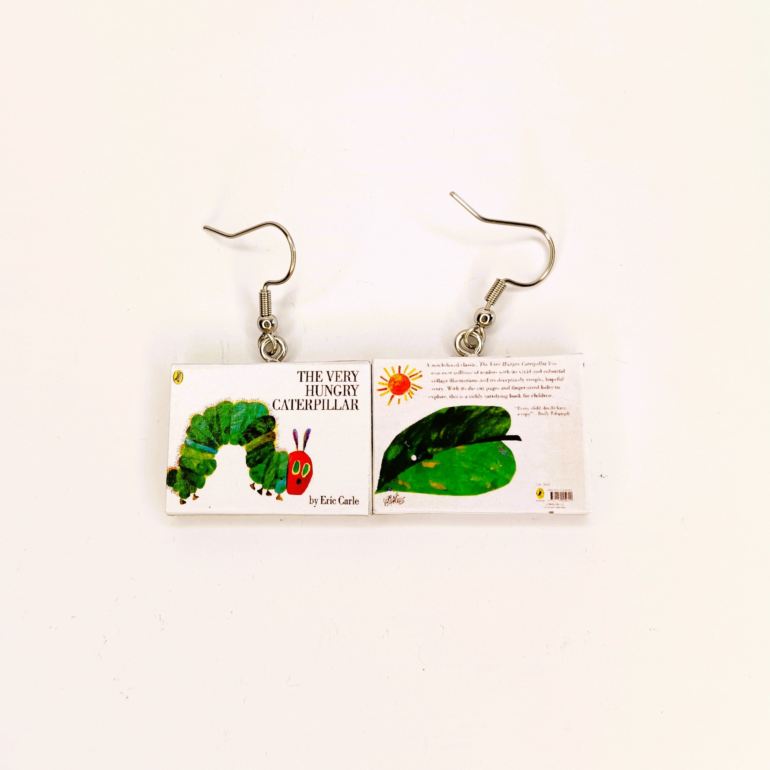 The Very Hungry Caterpillar book earrings