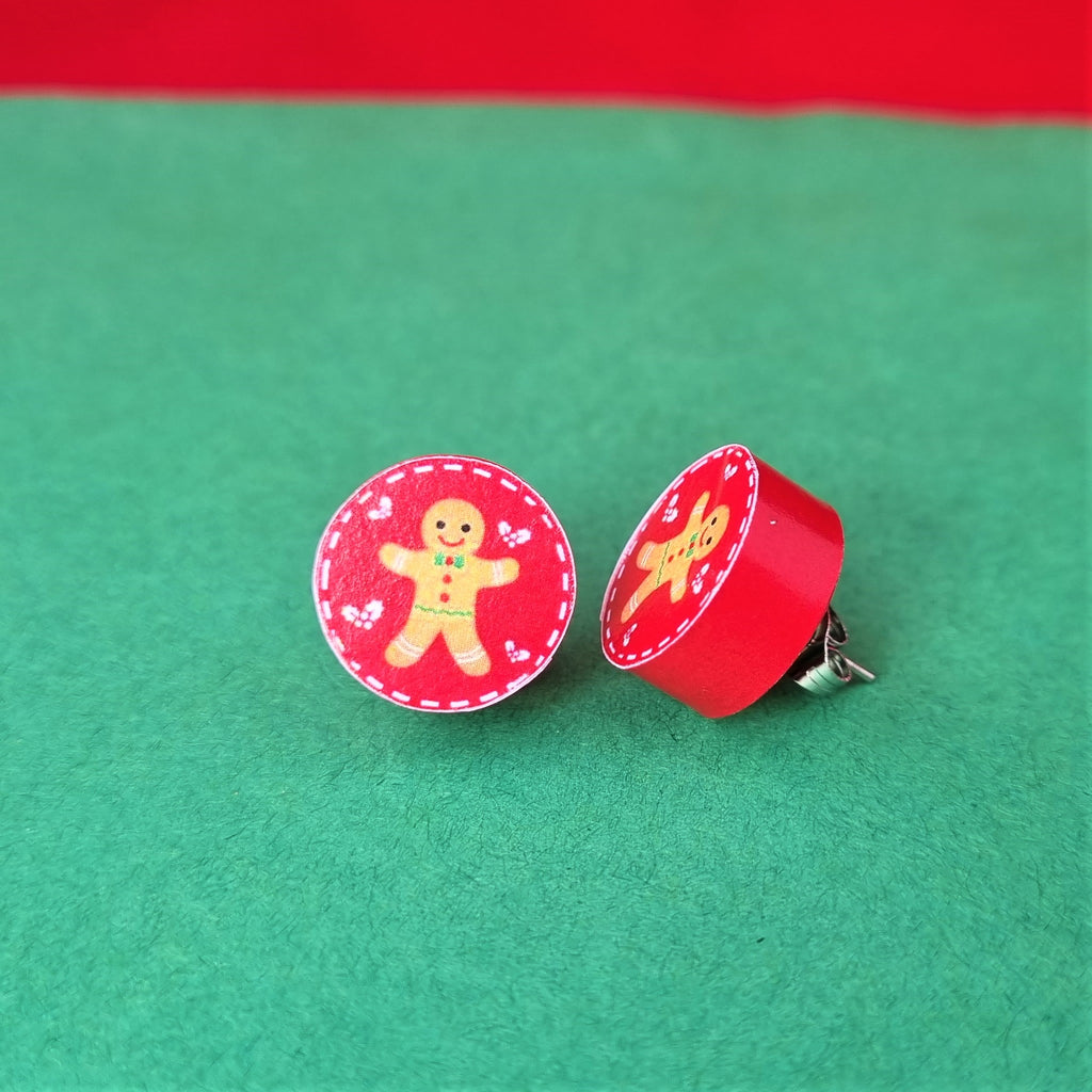 Gingerbread Man stud earrings