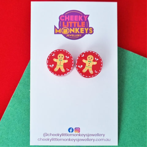 Gingerbread Man stud earrings