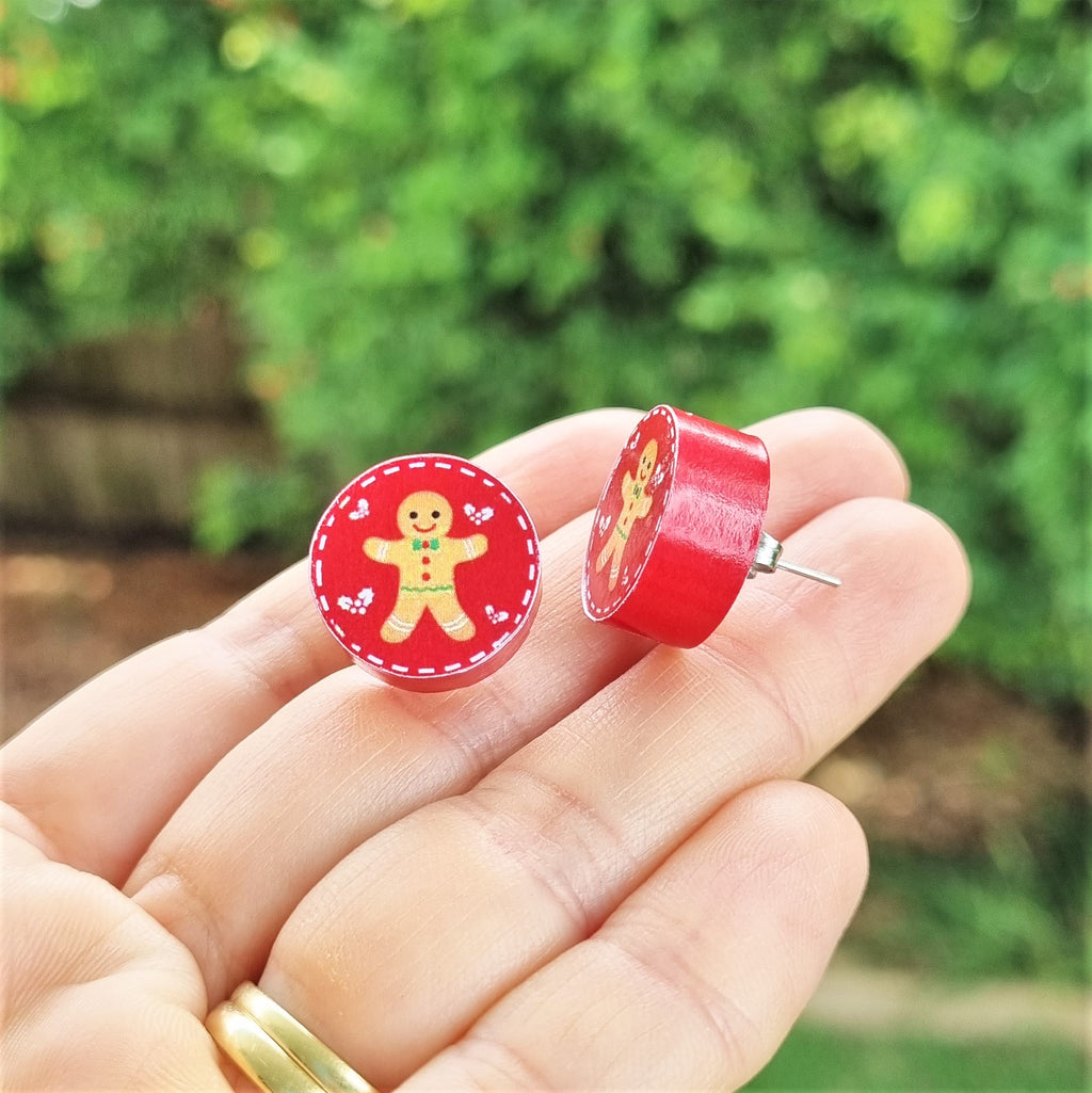 Gingerbread Man stud earrings