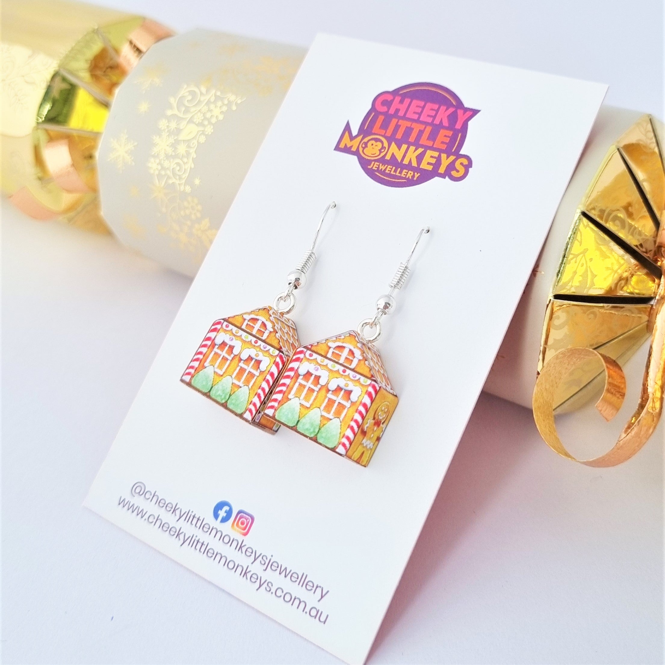 Gingerbread House earrings