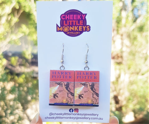 Harry Potter & the Goblet of Fire book earrings
