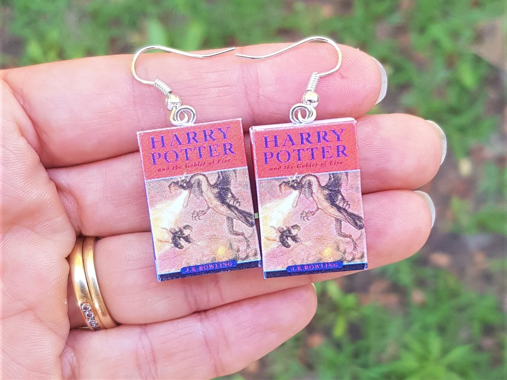 Harry Potter & the Goblet of Fire book earrings