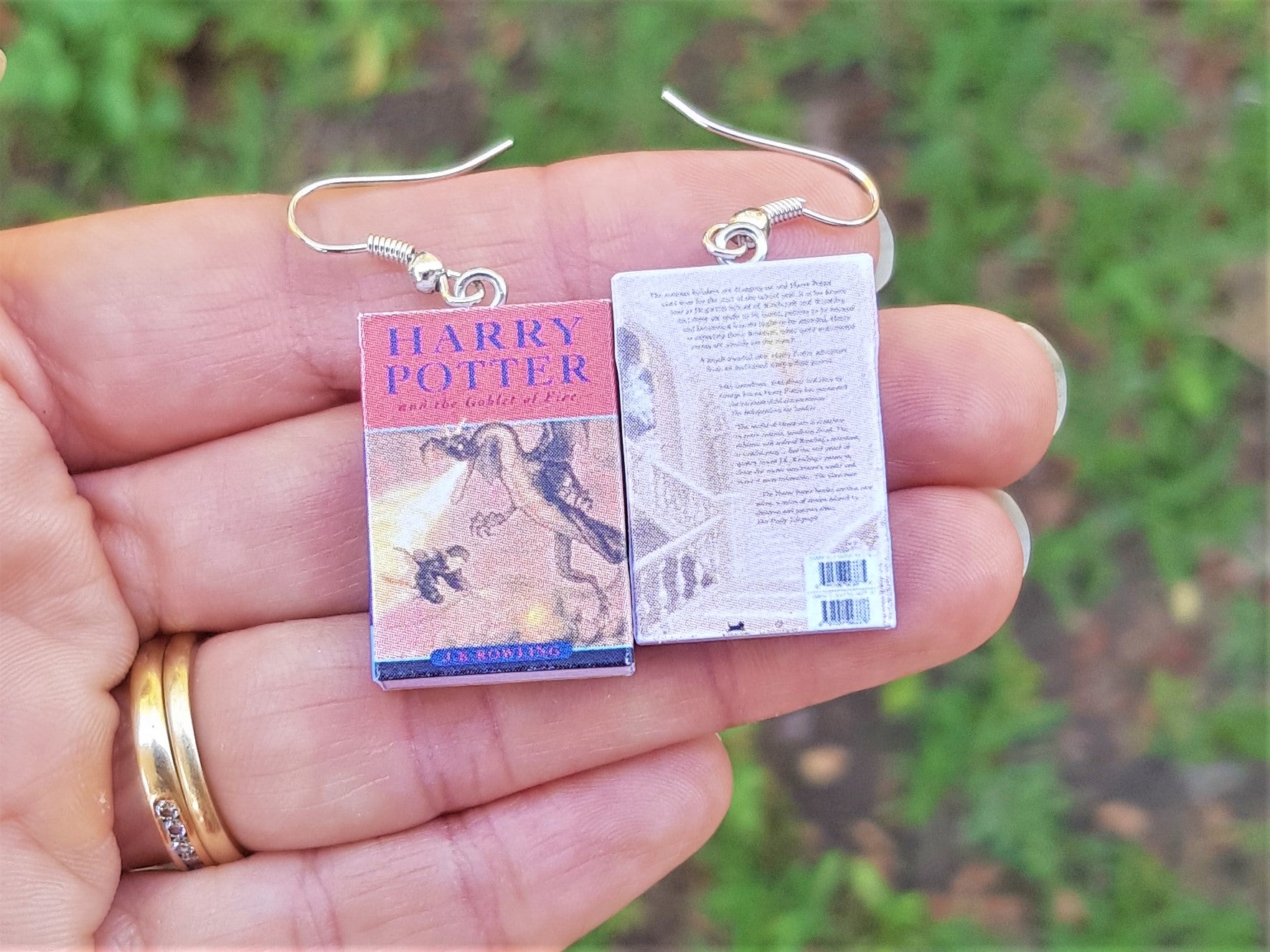Harry Potter & the Goblet of Fire book earrings