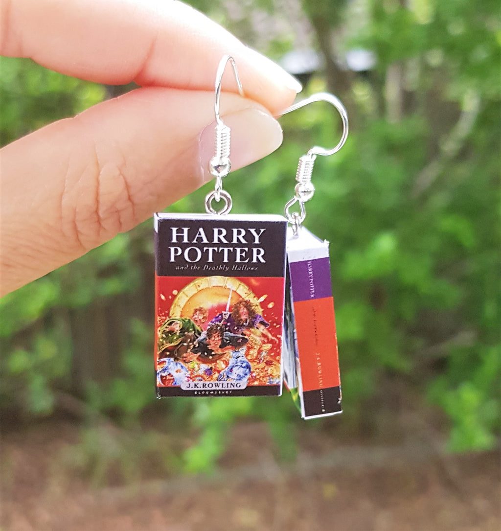 Harry Potter & the Deathly Hallows book earrings