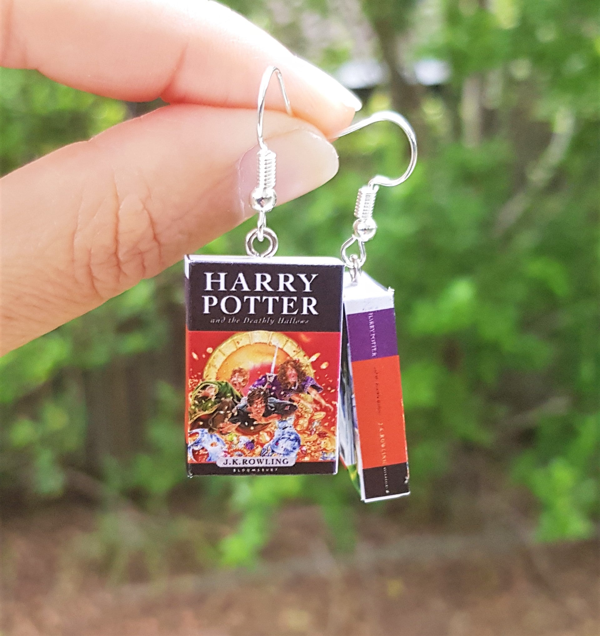 Harry Potter & the Deathly Hallows book earrings