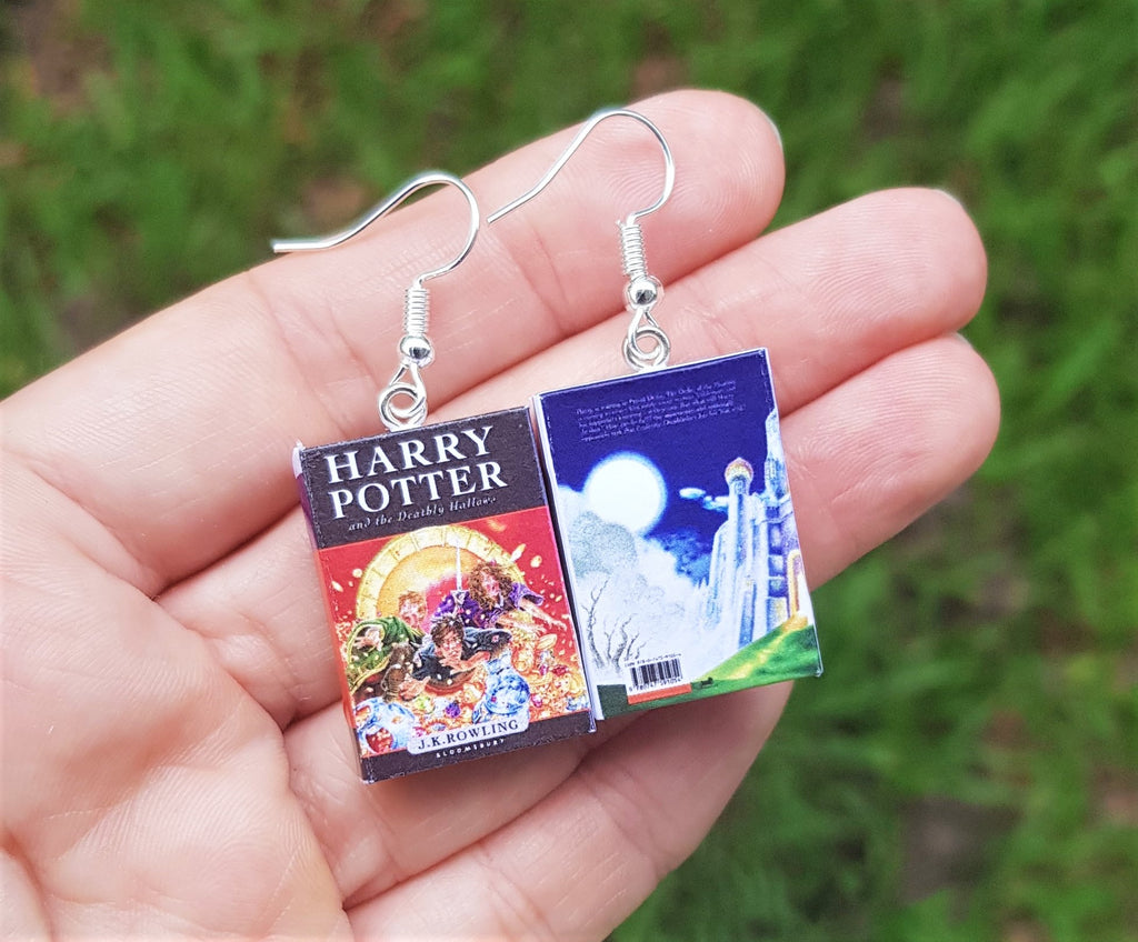 Harry Potter & the Deathly Hallows book earrings