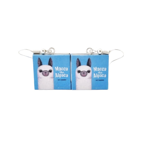 Macca the Alpaca book earrings