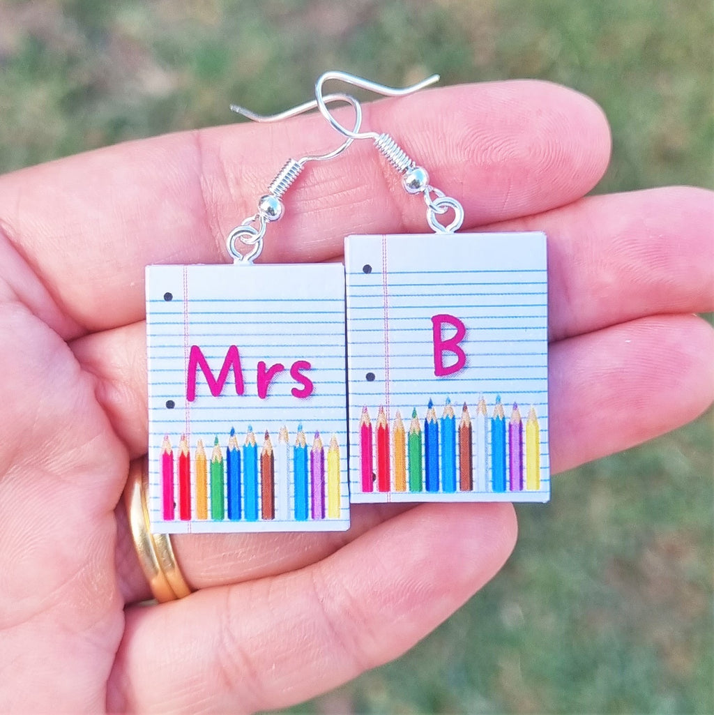 Personalised Teacher earrings