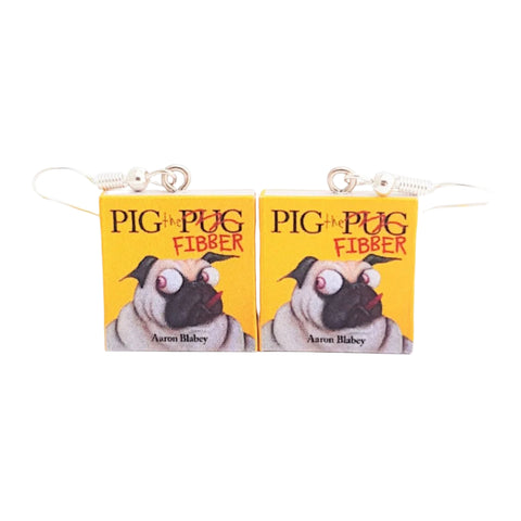 Pig the Fibber book earrings