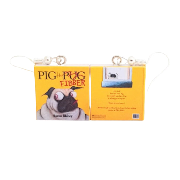 Pig the Fibber book earrings