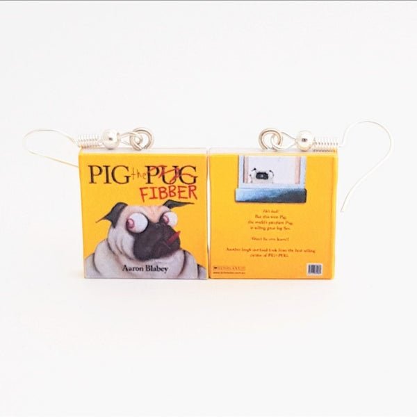 Pig the Fibber book earrings