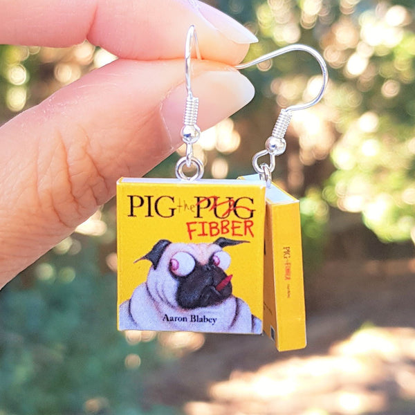 Pig the Fibber book earrings