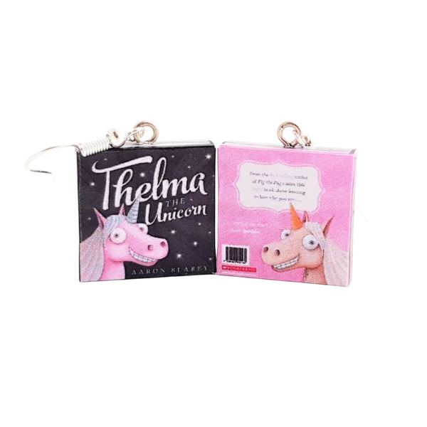 Thelma the Unicorn book earrings