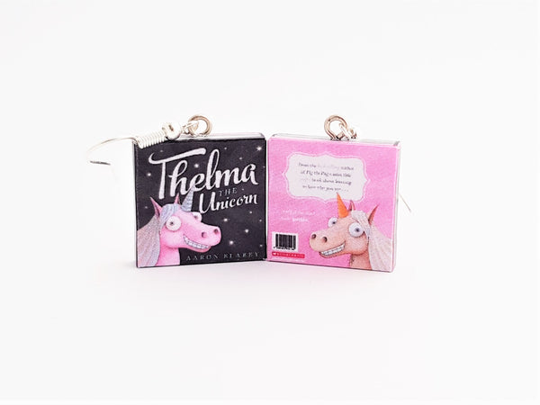 Thelma the Unicorn book earrings